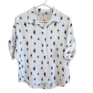 Japna Green and White Button Down Shirt